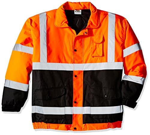 Utility Pro UHV562 Nylon/Polyester High-Vis Quilted Bomber Jacket with Cell Phone Pocket with Dupont Teflon fabric protector,  Orange,  5X-Large
