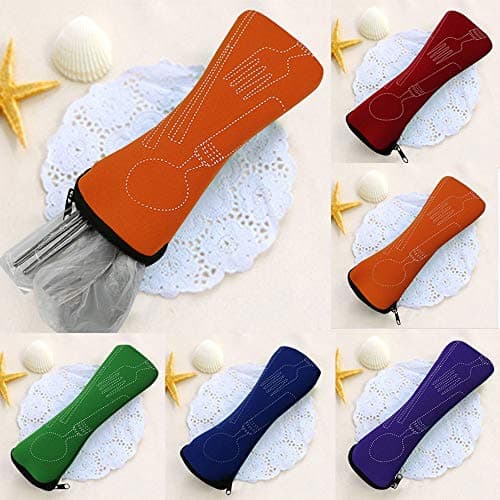 Best Quality - Dinnerware Sets - 3pcs/set Stainless Steel Portable Tableware Dinnerware Travel Camping Bag Cutlery Set Fork poon Set Picnic Tool - by ABYSTEPS - 1 PCs