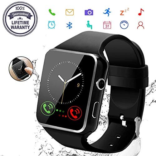 2019 Smart Watch,Bluetooth Smartwatch Touch Screen Wrist Watch with Camera/SIM Card Slot,Waterproof Smart Watch Sports Fitness Tracker Compatible (Black)