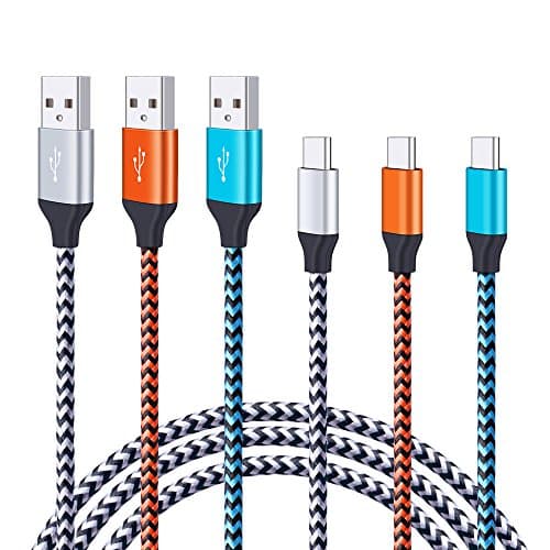 Type C Cable 6ft, Hootek 3 Pack Nylon Braided USB A to USB C Charger Cable Fast Charging Cord for Samsung Galaxy S8 S8 Plus, Note 8, Nexus 6P 5X, LG V30 V20 G6 G5, HTC U11 10, Huawei Honor 8, Mate 10