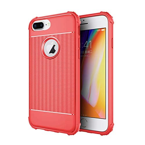 REALIKE iPhone 8 Plus/iPhone 7 Plus Back Cover, Flexible Carbon Fiber Back Case for iPhone 8 Plus/iPhone 7 Plus {Red}