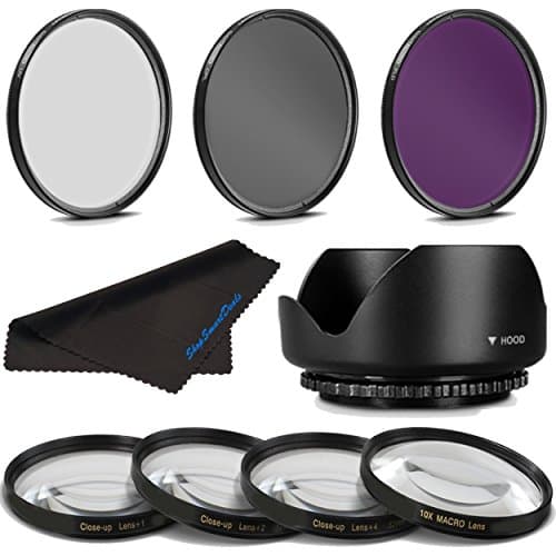 58MM Professional Macro &amp; Lighting Filter Kit for Olympus M.Zuiko Digital ED 40-150mm 1:4-5.6, 58 mm CPL + UV + FLD + 4 Piece Close Up Kit &amp; 58 mm Lens Hood, 58mm Filter Bundle