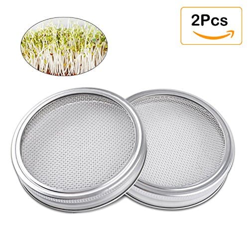 Stainless Steel Sprouting Lids for Mason Jars- 2 Pack Seed Sprouting Lids for Ball,Canning Jars