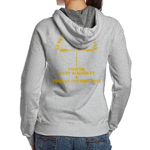 Womens GUNS DONT KILL PEOPLE PROPER AIM DOES Camping Particular Hoodie Hooded Sweatshirt Size S Ash