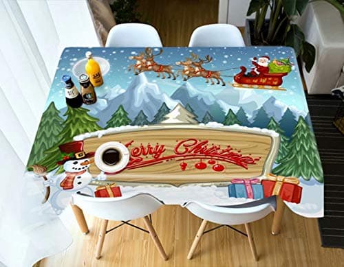 FANNEE Rectangle Tablecloth - 35" X 47" Inch - Rectangular Table Cloth for 4 Foot Table in Washable Polyester - Great for Buffet Table, Parties, Holiday Dinner,Merry Christmas Snowman Gift