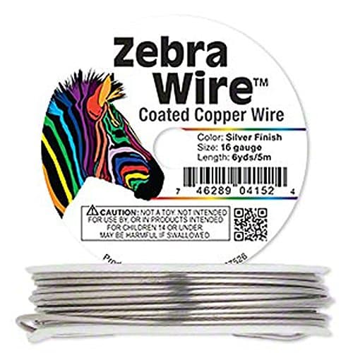 Zebra Wire Gold/Silver/Copper Round Spool 12, 14, 16, 18, 20, 22, 24, 26 Gauge (16 Gauge 6 Yard, Silver)