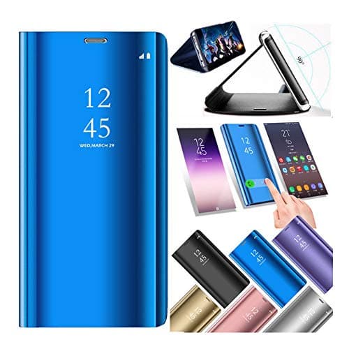Vanqiang Mirror Smart Case Compatible with Huawei P Smart P20 Lite P30 Pro P10 Nova 3 3i 4 Honor 10 Lite 8x 8 9 Lite V20 Play Mate 20 10 Cover (Silver, Compatible with Huawei P10)