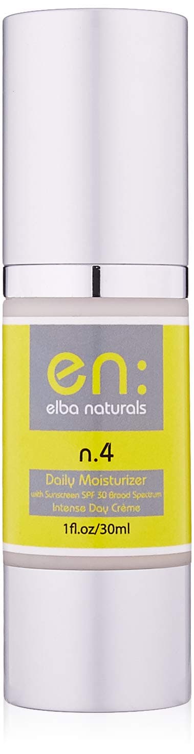 Elba n.4 - Daily Moisturizer with Sunscreen SPF 30 Broad Spectrum, Intense Day Cream - Non-Greasy, Fast Absorbing, 24 Hours Non-Comedogenic Rehydration - 1oz, Made in USA, 100%