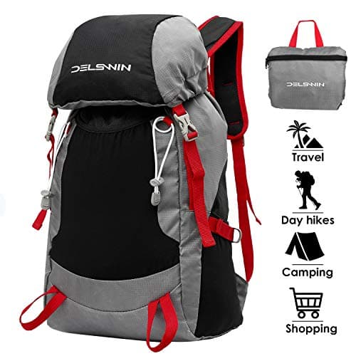 DELSWIN Lightweight Packable Backpack Water Resistant Hiking Daypack - Foldable Camping Outdoor Bag