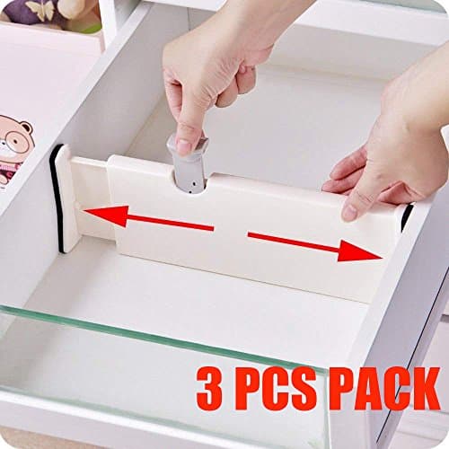 JoysouEU Expandable Drawer Dividers Adjustable Organizer for Clutter Free Kitchen Bathroom Bedroom Dresser Drawers (4" x11"/3PCS)