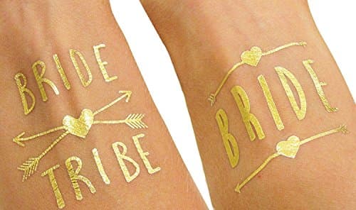 ANF BRANDS (12 Pack Bride and Bride Tribe Gold Temporary Tattoos for A Bachelorette Party