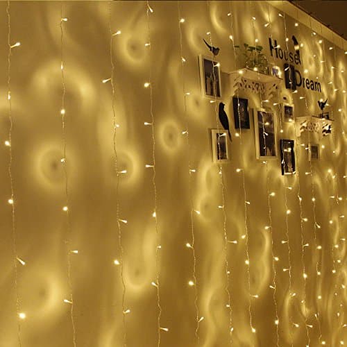 Ampe 300 LED String Curtain Lights - 9.8 Feet 8 Modes Fairy White Icicle Wall Lights (warm white)