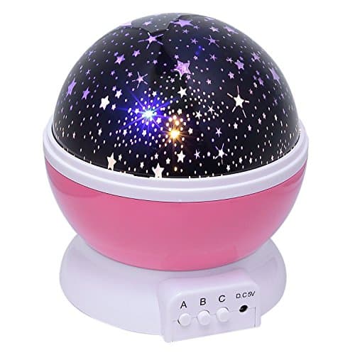 LYWOO Night Lighting Lamp, 4 LED Beads, 3 Light Models Best for Decorating Bedroom or Living Room With This Romantic Rotatable Cosmos Nightlight Projector (Pink)