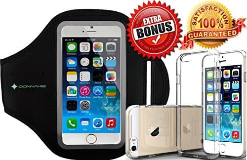 Donnakie iPhone 6 (4.7 inch) Armband BUNDLE includes: Premium Armband and a Clear Slim Case. Fits 11 - 15.5 inch arms