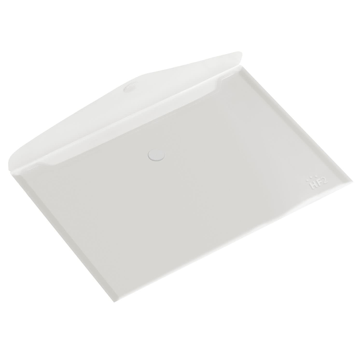 HF2 Wallet Folder (Pack of 10) | A4 Size | Envelope Document Folder with Hook & Loop Closure | Clear & Transparent | for Home & Offices | Landscape Document Organizer & Holder, Clear/White, 190161