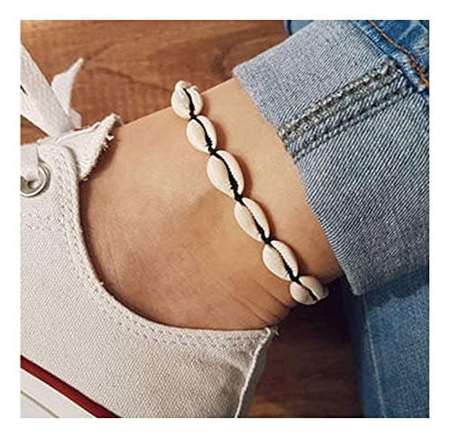 Eoumy Handmade Cowrie Bead Shell Anklet Bracelets Boho Adjustable Beach Ankle Bracelet Foot Chain Summer Jewelry for Women