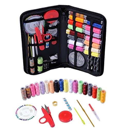 KeHOME Sewing Kit With 139 Premium Sewing Accessories, Practical Mini Travel sewing kit with Black Zipper Bag Home Travel Campers Emergency