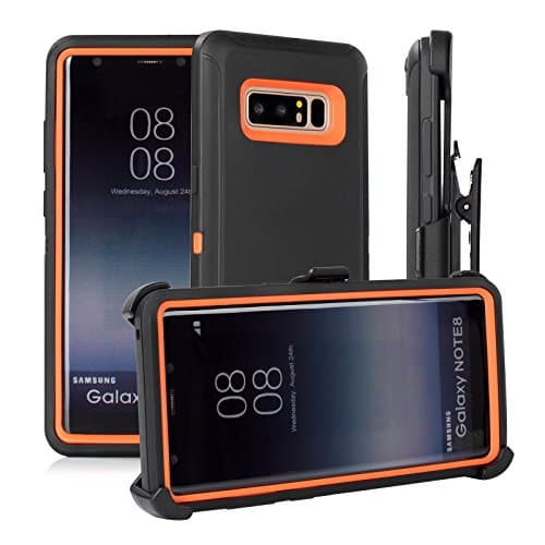 Galaxy Note 8 Case LOVEMECASE [Dust-Proof] Belt-Clip Heavy Duty Kickstand [Shockproof] Rugged Armor Shell for Samsung Galaxy Note 8(BLACK/ORANGE)
