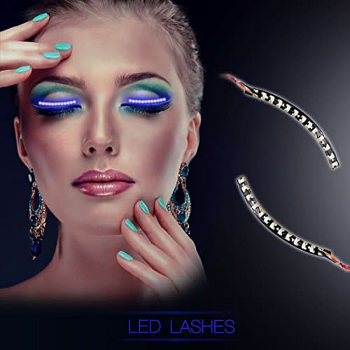 LED Eyelashes with Sound Control Interactive Waterproof F.Lashes LED eye lashes Unisex Luminous Shining Eyelid Tape Glowing False Lashes for Party Concerts Club DJ Birthday Halloween Christmas (Blue)