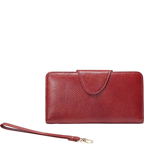 Vicenzo Leather Acel Pebbled Leather Compact Wallet (Red)