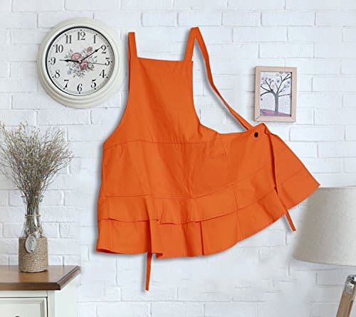 EUMAT Adjustable Professional Bib Apron with Pockets Korean Version Fashion Apron Lotus Leaf Salon Staff Apron Beauty Apron Uniforms for Women AP003