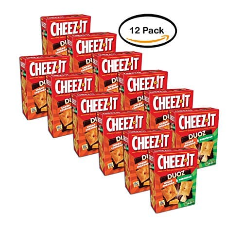 PACK OF 12 - Cheez-It Duoz Sharp Cheddar & Parmesan Baked Snack Crackers 12.4 oz. Box