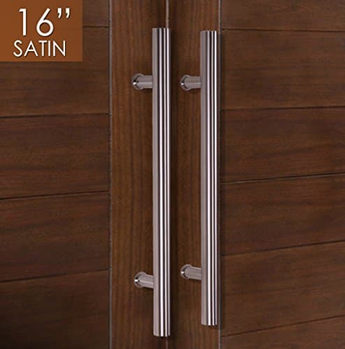 Pull Push 16 inches Handles for Entrance Entry Front Door, Interior and Exterior, Satin Finish, Storefront Door, Commercial Entry Gate and Office Door, Ladder Style.
