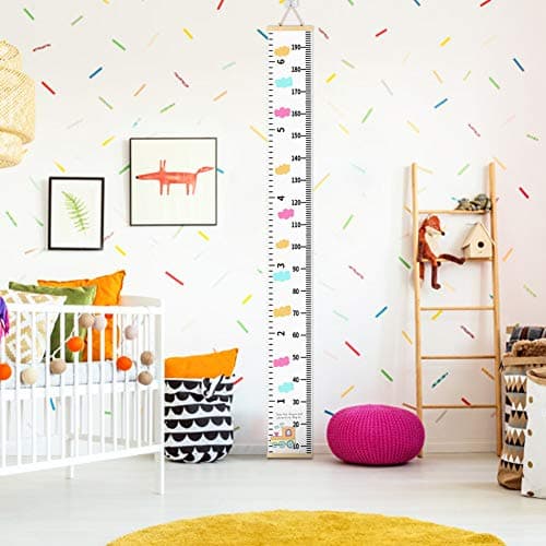 Shyneer Height Chart for Kids,Clouds and Train Growth Wall Chart,Kids Growth Chart for Kids Bedroom Nursery Wall Decorations,with 1 hook (A)