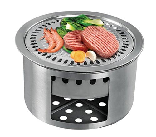 Barbecue Rack Multi-function Wood Stove Camping Grill Outdoor Wind-proof Stove Convenient 4 Methods Of Use（No Pot） (Size : No. 2 Korean barbecue)