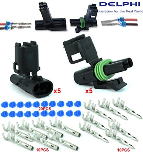 APTIV Packard 5 Completed Set (2 Circuits) Weatherpack, Waterproof, Terminal Kit 12 AWG