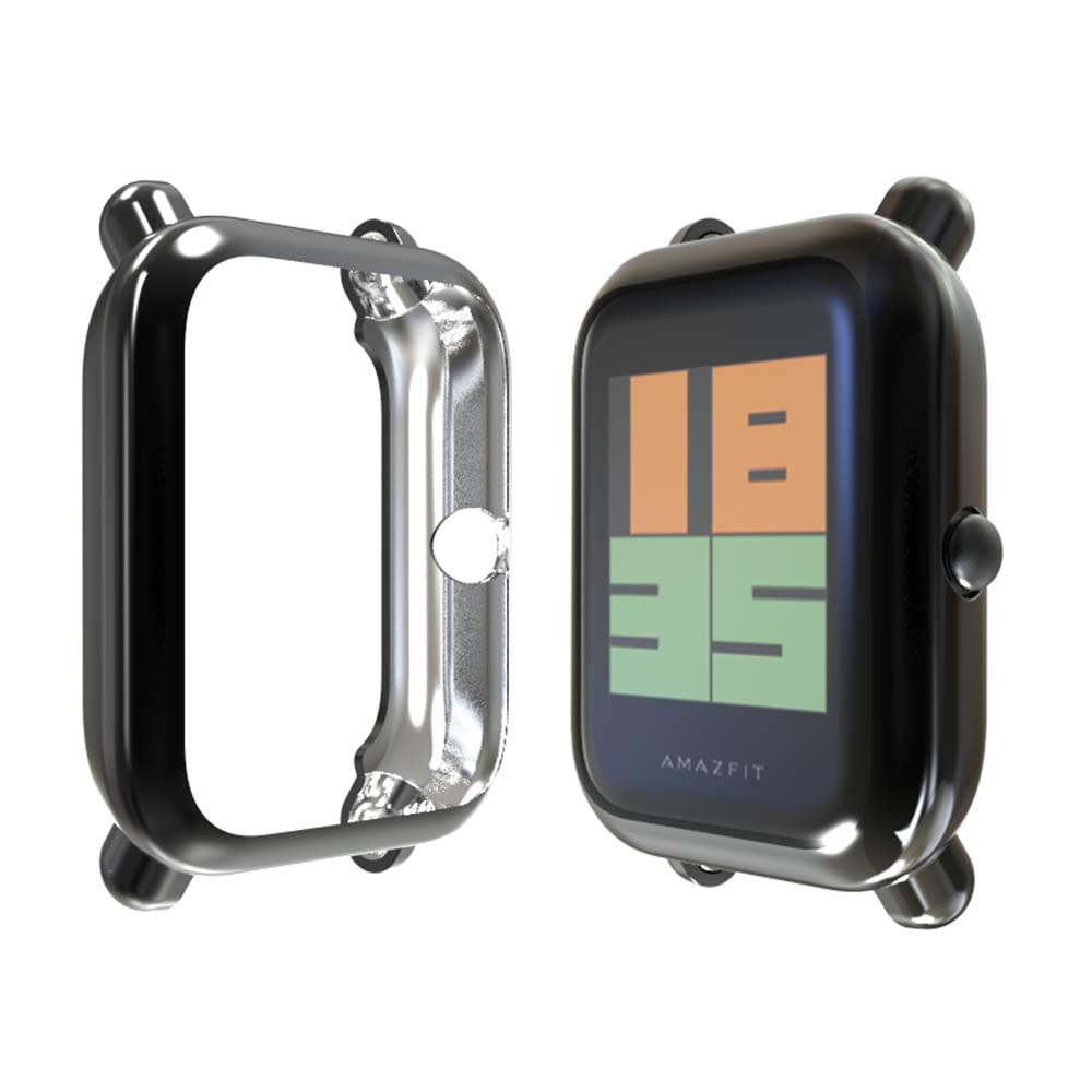 Landhoo Compatible with Amazfit Bip Case,TPU Screen Protector Rugged Cover All-Around Protective Bumper Shell Compatible (Black)