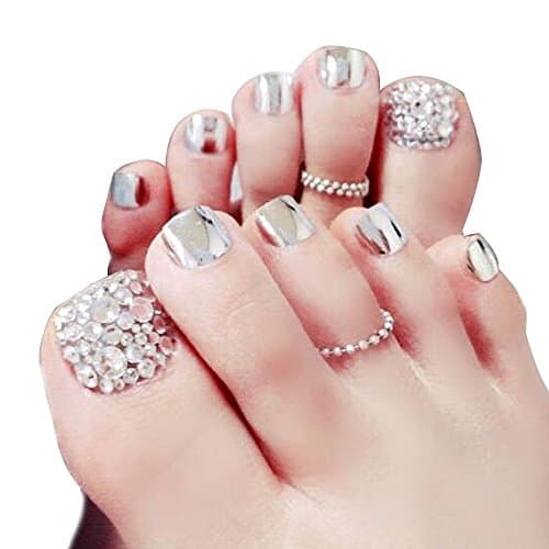Beautiful Toenails False Tips DIY Pedicure False Nails for Foot Black and White False Toe Nail Tips 24pcs (No 2)