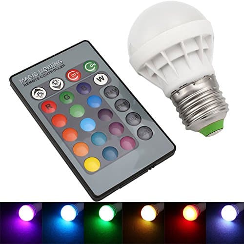 E27 RGB Changing LED Bulb Lamp 3W Lights RC 24Key IR Remote Control AC