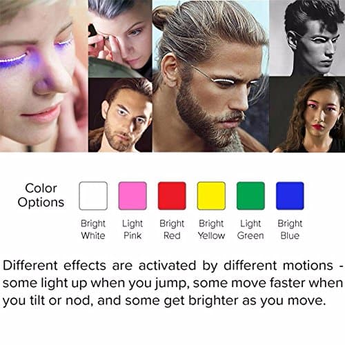 Cacys Store - LED Flashing Light Waterproof Motion Activated Glow Long Fake False Eyelashes Holiday Party Club Bar Lashes Performance 1 Pair ( 1 Pcs, Random Colors )