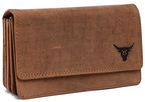 KRYPT 'Daisey the Dear' RFID-blocking genuine buffalo leather wallet in vintage style - RusticBrown
