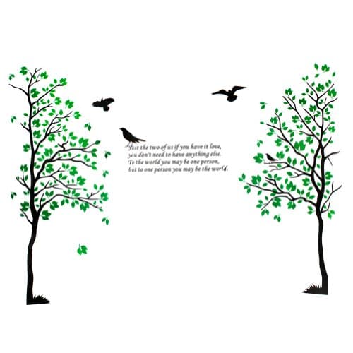 Ensure Life 70*50CM Spring Tree&amp;Bird Wall Art Sticker Decor Decal Sticker-Green