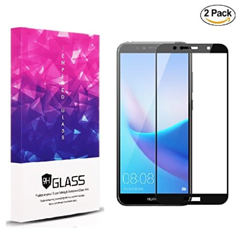 Huawei Y7 2018 Screen Protector, TOPTJ 2.5D Arc Edges 9 Hardness HD, Anti-Scratch, Full-Coverage Tempered Glass Screen Protector for Huawei Y7 2018 (2-Pack)