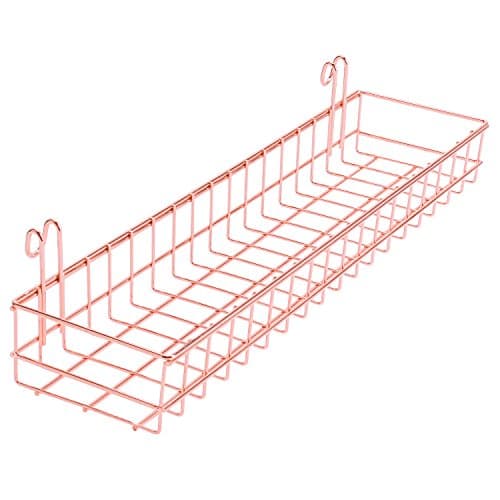 Moseley Rose Gold Basket for Grid Wall Multifunction Mesh Wire Basket Grid Panel Wall Mount Hanging Organizer Storage Shelf Rack Ideal for Wall Décor Size 15.7" x 3.9" x 2.0"/Copper