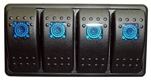 Youan 3 Pin Lighted 4 Rocker Switch Panel for Auto Marine(Blue)