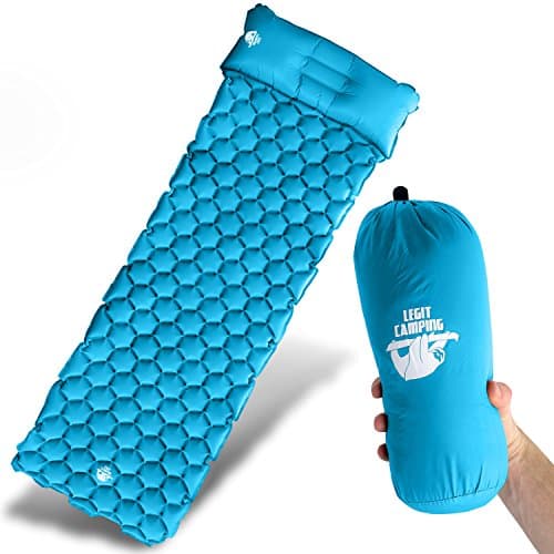 Legit Camping Sleeping Pad Camping Mat The Most Comfortable Sleeping Mat and Pillow - Rolls Up Tight - Air Support Cells Transform Your Camping Mattress and Camping Pillow - Best Outdoor Sleep Ev