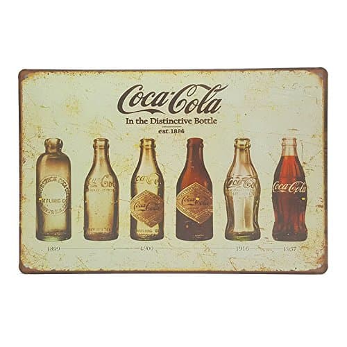 Coca Cola Bottle Evolution, Metal Tin Sign, Vintage Style Wall Ornament Coffee &amp; Bar Decor, Size 8" X 12"