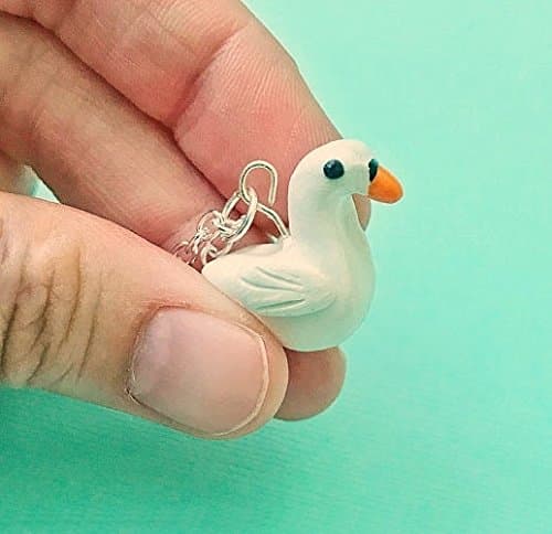 Swan Charm Necklace Polymer Clay
