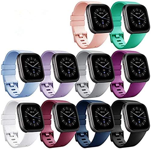 Rioroo Bands Compatible with Fitbit Versa/Fitbit Versa 2/Fitbit Versa Lite Strap Versa Accessories Women Men Soft Silicone Replacement Sport Fitness Wristband for Fitbit Versa Smart Watch