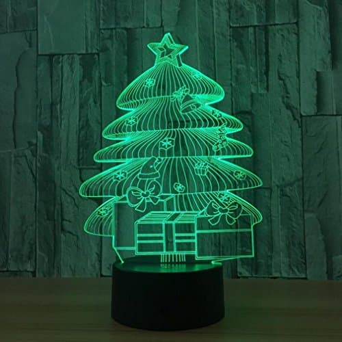 CARYY LED Illusion Lamp, 7 Colors Remote Control Acrylic Dimensional Optical Visual Light, 3D Tree Night Lights, Decoration Atmosphere USB Table Lamps, Children Christmas Halloween Birthday Gifts