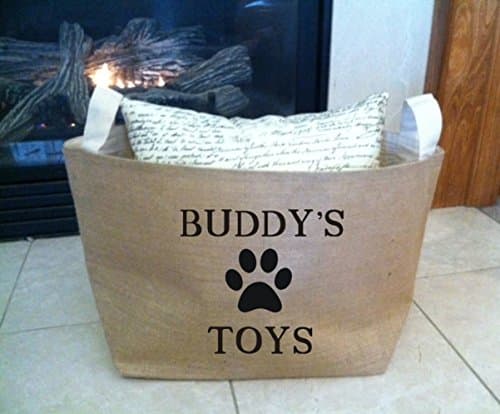 Personalized Dog Toy burlap storage tote