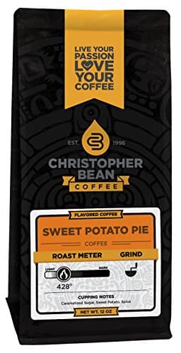 Christopher Bean Coffee - Sweet Potato Pie Flavored Coffee, (Regular Ground) 100% Arabica, No Sugar, No Fats, Made with Non-GMO Flavorings, 12-Ounce Bag of Regular Ground Coffee