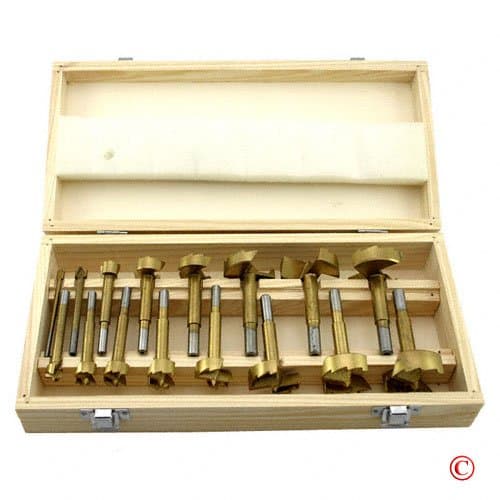 16 piece Titanium Forstner Drill Bit Set