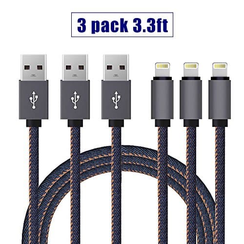 SUMDY Lightning USB Cable Denim Charging Cord 1m 3pcs Usb 2.0 Data Sync Cable for Apple