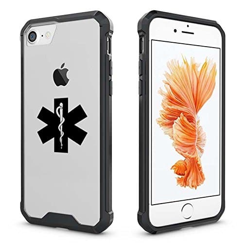 For Apple iPhone Clear Shockproof Bumper Case Hard Cover Star Of Life EMT Paramedic (Black For iPhone 8)