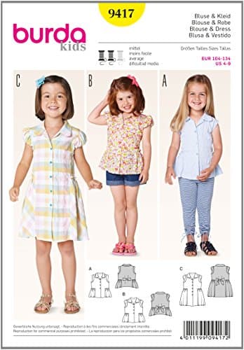 BurdaKids Blouses and Dress Easy Sewing Pattern 9417